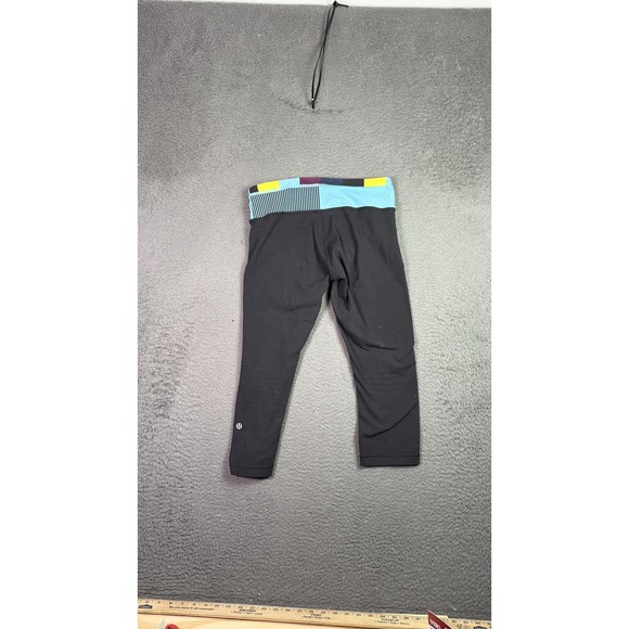 Lululemon Leggings Womens Small Black Blue Groove Crop Yoga Athletic Pants Gym - Picture 9 of 12